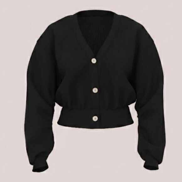 PINK Victoria's Secret Sweaters - PINK Victoria's Secret Black Cropped V‑Neck Cardigan
